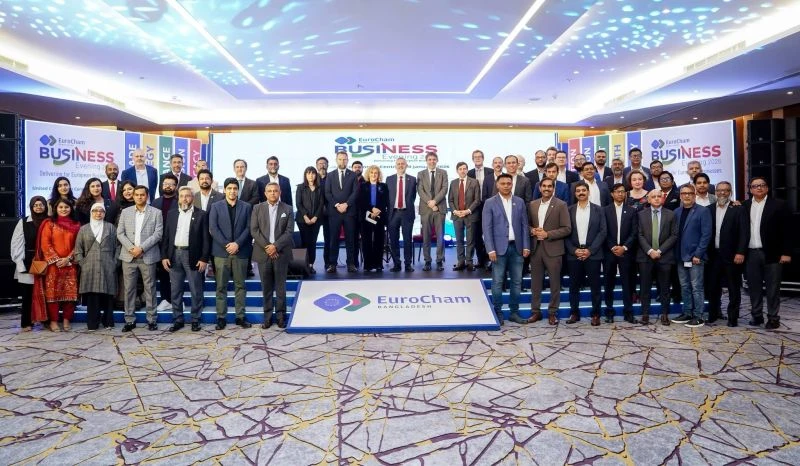 Group photograph of participants at EuroCham Bangladesh Business Evening 2026.
